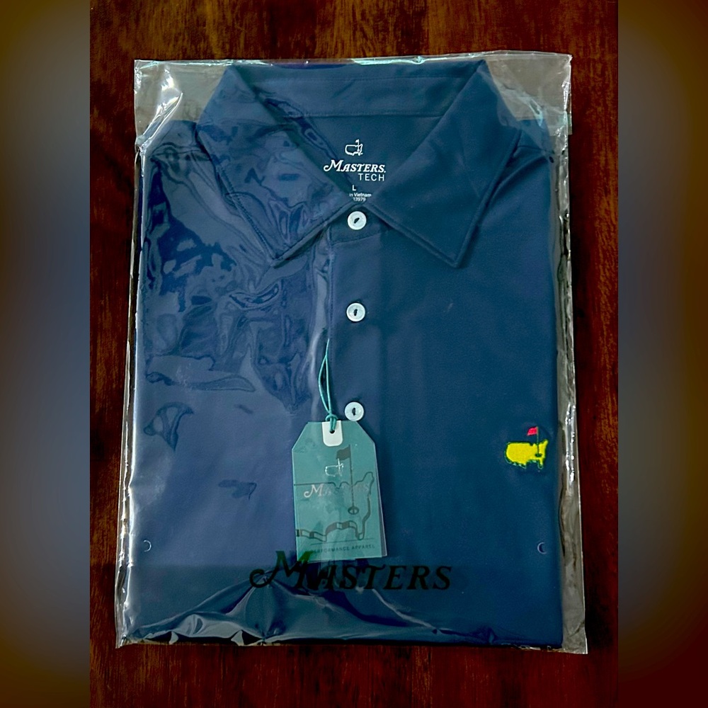 NEW 2025 Masters Tech Polo Navy Blue L Augusta National Masters Golf Tournament